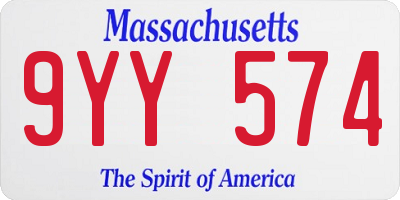 MA license plate 9YY574