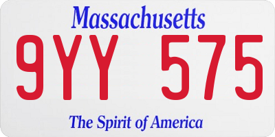 MA license plate 9YY575