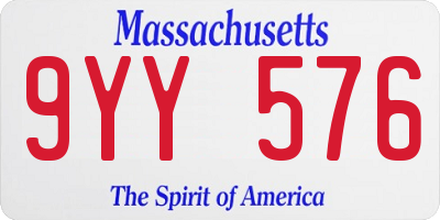 MA license plate 9YY576