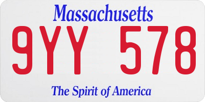 MA license plate 9YY578