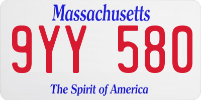 MA license plate 9YY580