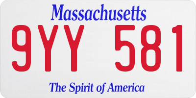 MA license plate 9YY581