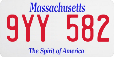 MA license plate 9YY582