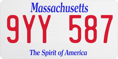 MA license plate 9YY587