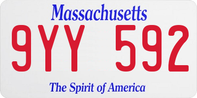 MA license plate 9YY592