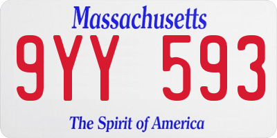 MA license plate 9YY593