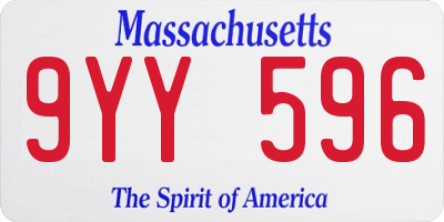 MA license plate 9YY596