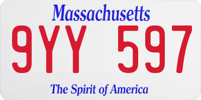 MA license plate 9YY597