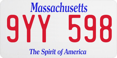 MA license plate 9YY598