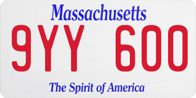 MA license plate 9YY600
