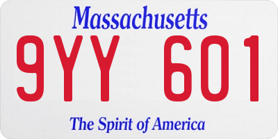 MA license plate 9YY601