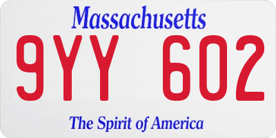 MA license plate 9YY602