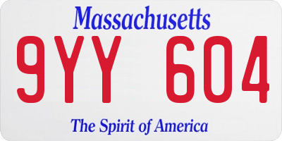 MA license plate 9YY604