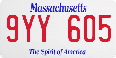 MA license plate 9YY605