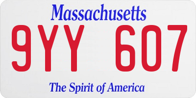 MA license plate 9YY607