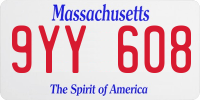 MA license plate 9YY608