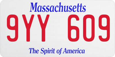 MA license plate 9YY609
