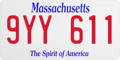 MA license plate 9YY611