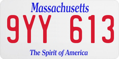 MA license plate 9YY613