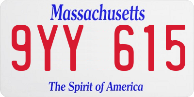 MA license plate 9YY615