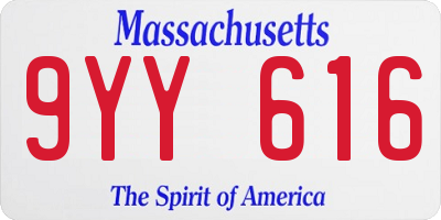 MA license plate 9YY616