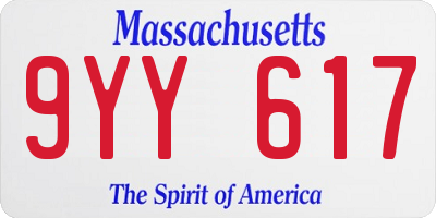 MA license plate 9YY617