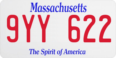 MA license plate 9YY622