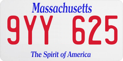 MA license plate 9YY625