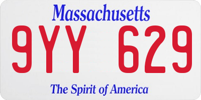 MA license plate 9YY629