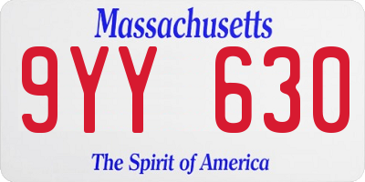 MA license plate 9YY630