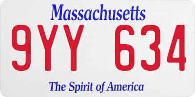 MA license plate 9YY634