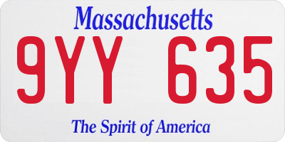 MA license plate 9YY635