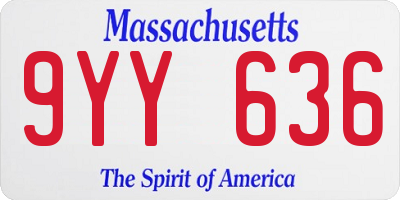 MA license plate 9YY636