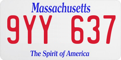 MA license plate 9YY637