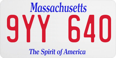 MA license plate 9YY640
