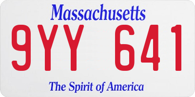MA license plate 9YY641