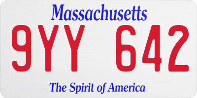 MA license plate 9YY642