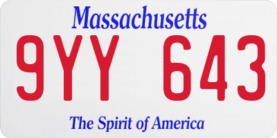MA license plate 9YY643