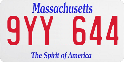 MA license plate 9YY644