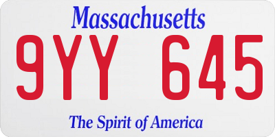 MA license plate 9YY645