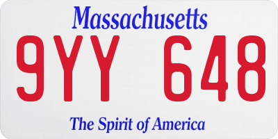 MA license plate 9YY648