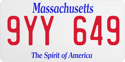 MA license plate 9YY649