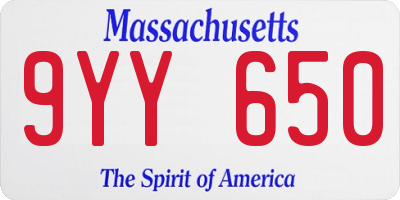 MA license plate 9YY650