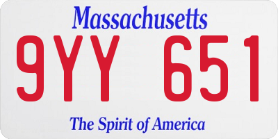 MA license plate 9YY651