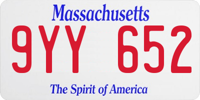 MA license plate 9YY652