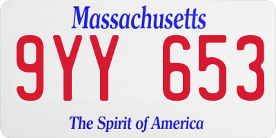 MA license plate 9YY653