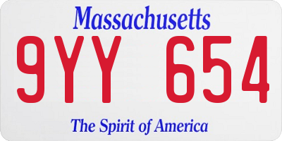 MA license plate 9YY654