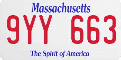 MA license plate 9YY663