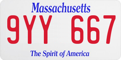 MA license plate 9YY667