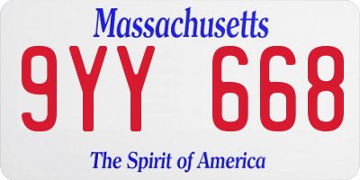 MA license plate 9YY668